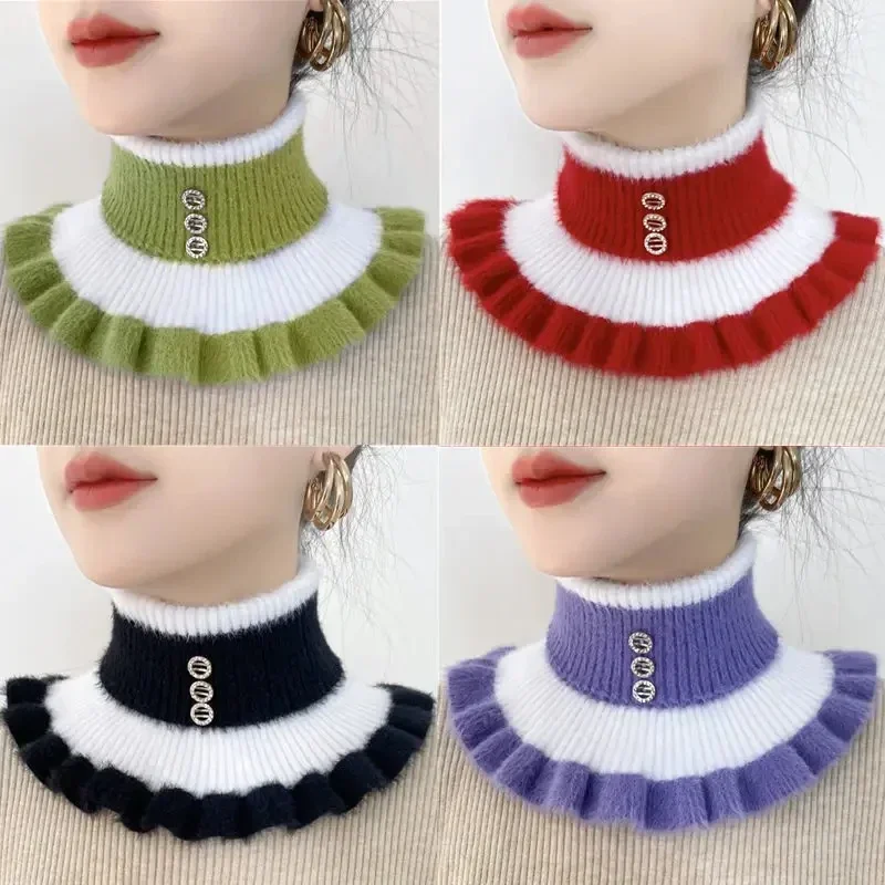 Top Trends: Women&#039;s Fake Collar Protects Cervical Spine Winter Warm Scarf Cycling Thick Elastic Neck Sleeve Faux Fur Velvet Rhinestone Bib Shoppable Styles