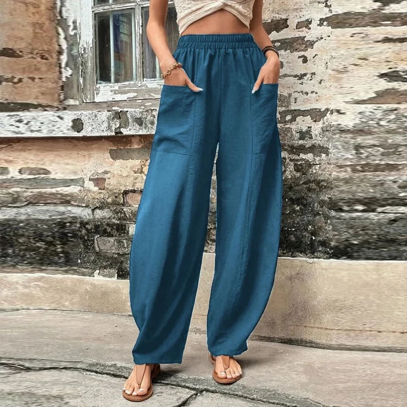 Top Trends: Women Clothes Vintage Casual Streetwear Baggy Harem Pants Y2K Trendy Solid Pockets Wide Leg Trousers Harajuku Beach Pantalones Shoppable Styles