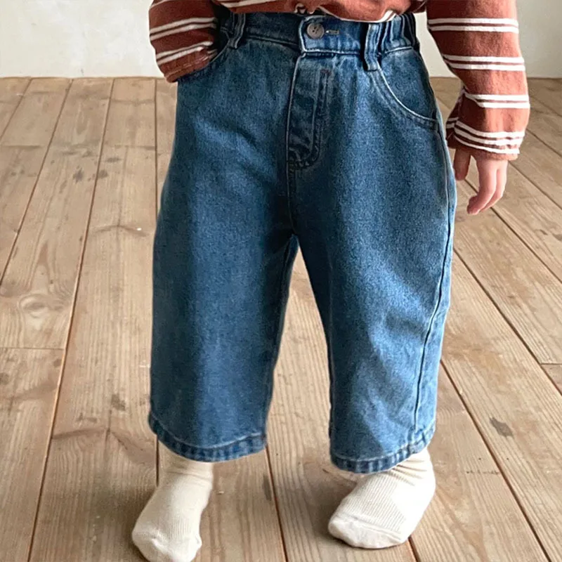 Top Trends: Spring Infant Jeans Toddler Retro Style High Waist Casual Straight Denim Trousers Baby Boys And Girls Loose Wide Leg Pants Shoppable Styles