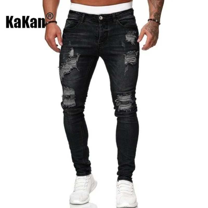 Top Trends: Kakan - High Quality Men&#039;s Stretch Tight-fitting, Worn-out White Slim Jeans, Spring And Autumn New Long Jeans K14-881 Shoppable Styles