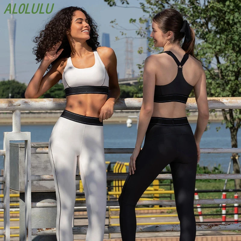 Top Trends: AL0LULU Seamless Yoga Set Women's Gym Training Wear Two-Piece Set High Quality With Logo Sports Leggings High Stretch Tight Top Shoppable Styles