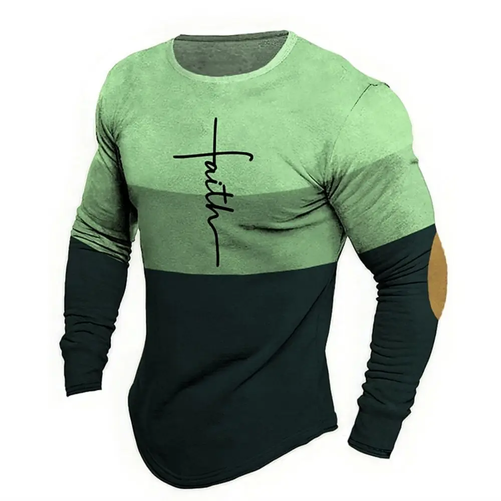 Top Trends: New Men T-Shirt Cotton Long Sleeve Top Fashionable Color Block Print Cross Graphic Clothe Oversized Autumn T Shirt Men Shirt Tee Shoppable Styles - Image 6