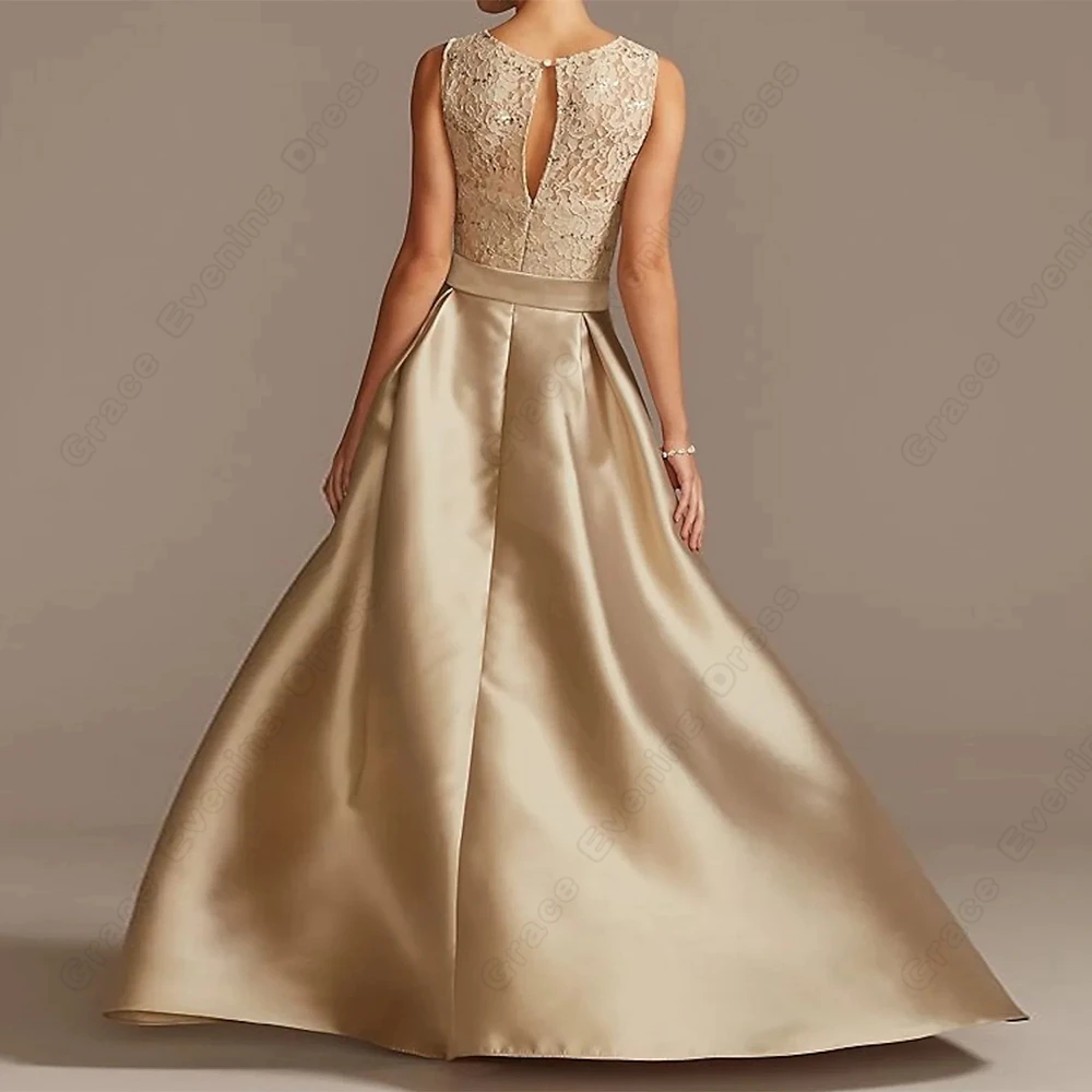 Top Trends: Charming Champagne Mother Of Bride Dresses With Lace Satin Bow Chiffon Wedding Party Gown Sleeveless 2023 Summer فساتين بنات صغا Shoppable Styles - Image 2