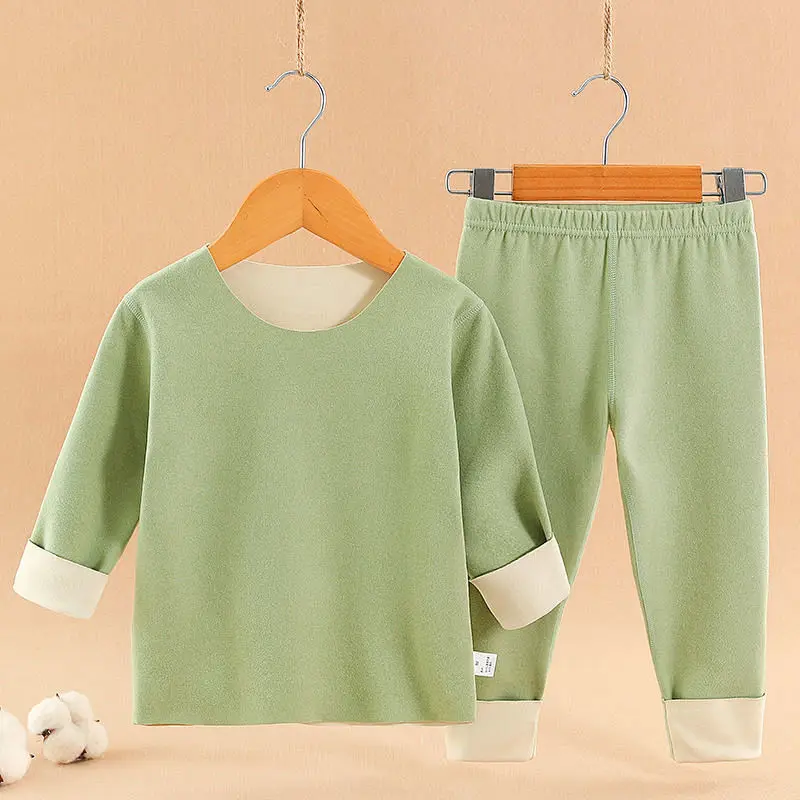 Top Trends: New Autumn And Winter Children's Velvet Seamless Thermal Underwear Set 2-16T Children's Velvet Thermal Clothes Children's Pajama Shoppable Styles - Image 4