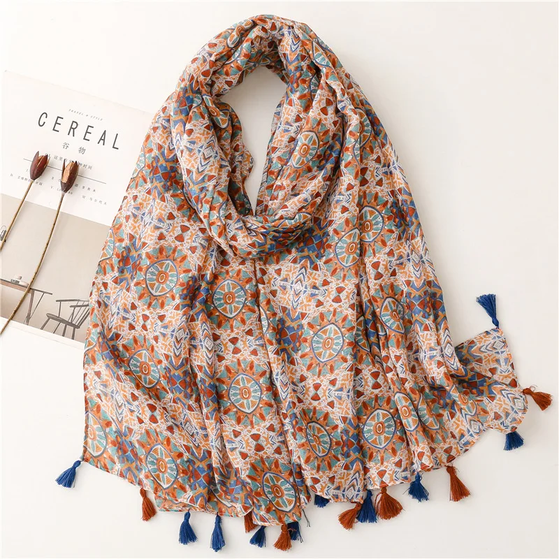 Top Trends: Autumn New Fashion Bohemian Lovely Floral Tassel Viscose Shawl Scarf Lady High Quality Wrap Pashmina Stole Bufandas Muslim Hijab Shoppable Styles - Image 6