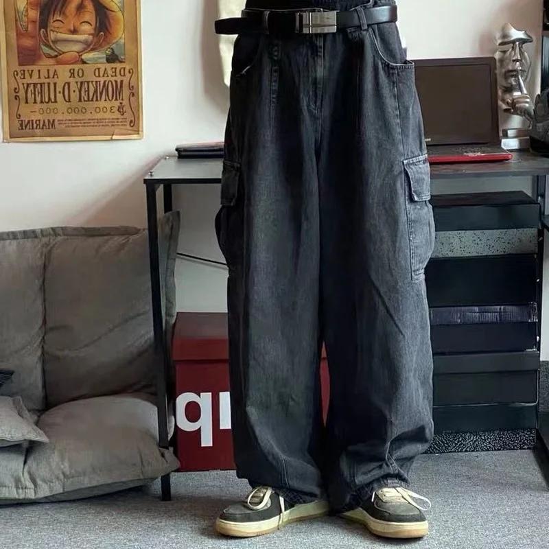 Top Trends: HOUZHOU Baggy Jeans Trousers Male Denim Pants Black Wide Leg Pants Men&#039;s Jeans Oversize Cargo Korean Streetwear Hip Hop Harajuku Shoppable Styles