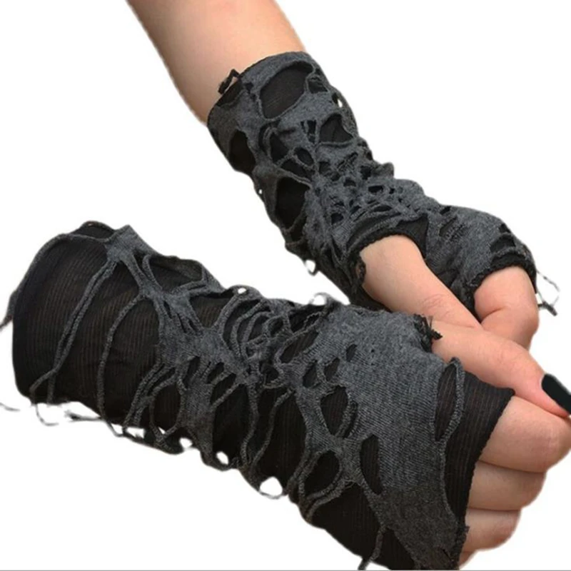 Top Trends: Unisex Sexy Gothic Black Fingerless Long Glove For Women Men Halloween Gloves Mittens Clubwear Dance Cosplay Costume Shoppable Styles