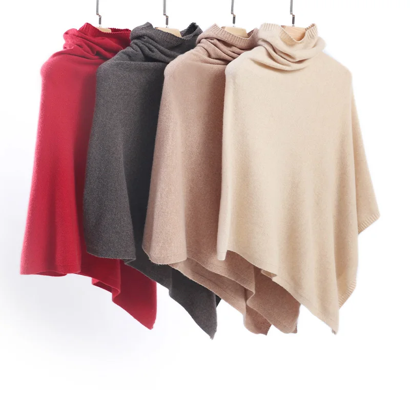 Top Trends: Knitted Sweater Women&#039;s Cloak Pullover 100% Pure Cashmere Women&#039;s Stacked Collar Sleeveless Versatile Retro Irregular Shawl Shoppable Styles