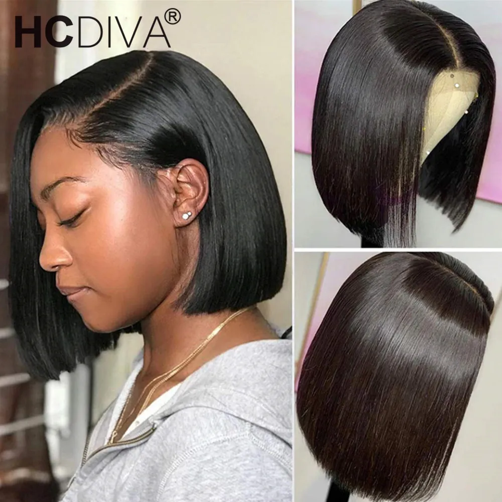 Top Trends: Short Bob Wigs Straight Lace Closure Human Hair Wigs Pre Pluck 5x1 T Part Lace Closure Wigs Remy Brazilian Human Hair Lace Wig Shoppable Styles