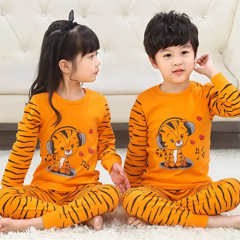 Top Trends: New Kids Pajamas Sets Boys Cartoon Tiger Styling Baby Kids Pijama Infantil Pyjama Girl Home Clothes Children Christmas Sleepwear Shoppable Styles