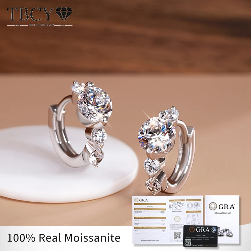 Top Trends: TBCYD 5mm D Color Moissanite Hoop Earrings For Women With GRA S925 Sterling Silver Ear Clasps Buckle Original New Fine Jewerly Shoppable Styles