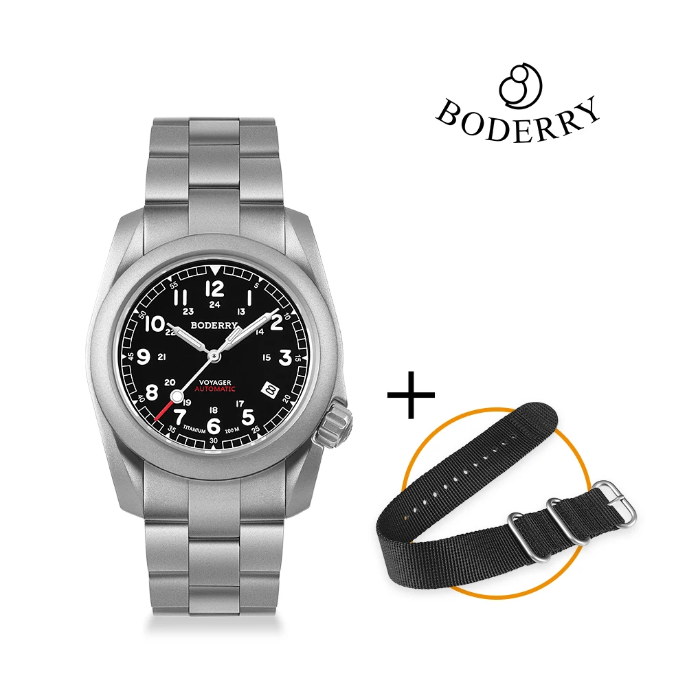 Top Trends: Boderry Voyager Field Watch Titanium Automatic Dive Wristwatch 100M Waterproof Titanium Bracelet Top Clock Military Watch Men Shoppable Styles