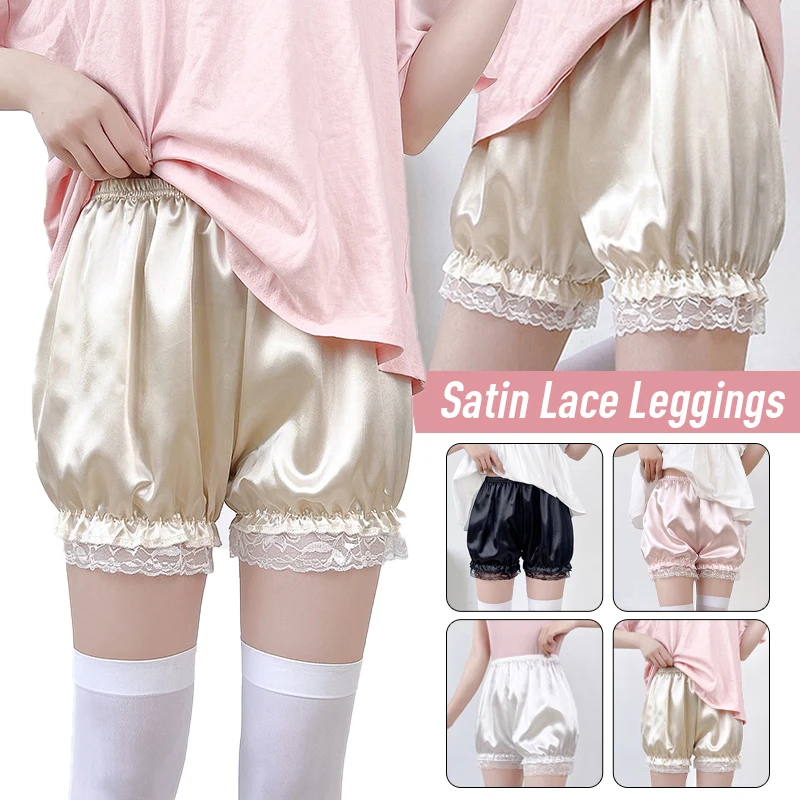 Top Trends: Women Imitation Satin Silk Bloomers Ruffles Lace Trim Panties Victorian Pumpkin Bloomers Safety Short Pants Pettipants Shoppable Styles