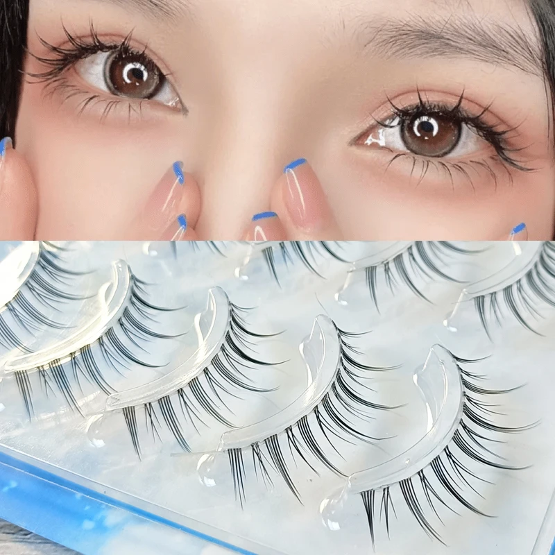 Top Trends: Fairy 5 Pairs Air False Eyelashes Comic Eye Japanese Fake Eye Lashes Extension Clear Band Natural Nude Makeup Little Devil Shoppable Styles