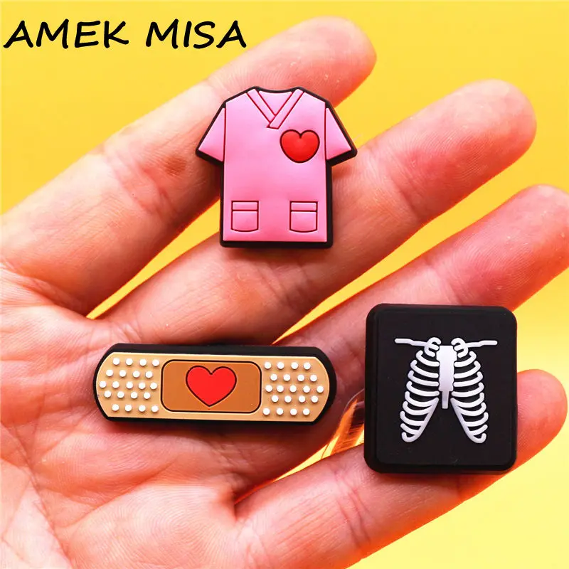 Top Trends: Original 1pcs Band-aid PVC Shoe Charms Decorations Pins Chest X-ray Designer Shoes Buckle Accessories Clog Badges Accessory Shoppable Styles