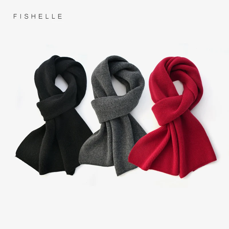 Top Trends: Luxury Cashmere Knitted Scarves Solid Color Red Gray Black Women Or Men Winter Scarf Adults Warm Thick Wool Scarf Kids Children Shoppable Styles