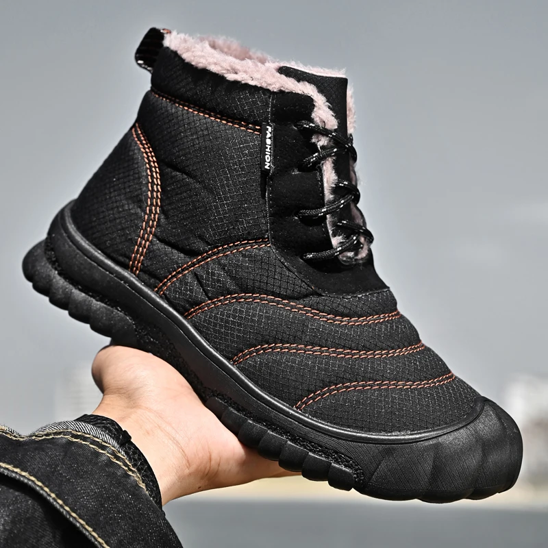 Top Trends: Keep Warm Winter Men Boots With Fur Waterproof Snow Boots Plus Size 38-46 Men Outdoor Sneakers Male Ankle Boots Shoppable Styles - Image 5