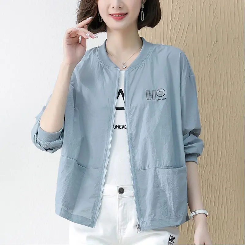 Top Trends: 2023 Spring And Summer Fashion Trend Minimalist Thread V-Neck Letter Printing Thin Short Casual Cardigan Sun Protection Clothing Shoppable Styles