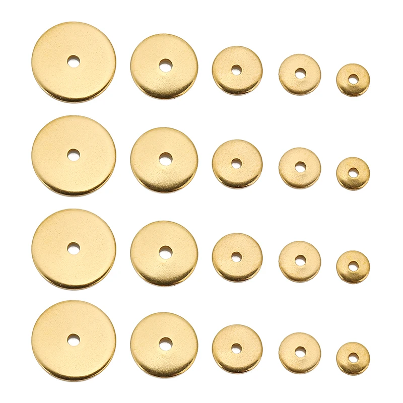 Top Trends: 50pcs 4 5 6 8 10mm Stainless Steel Flat Disc Spacer Beads Gold Blank Round Loose Beads For DIY Bracelets Necklace Jewelry Making Shoppable Styles