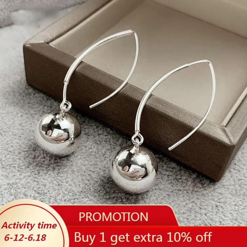 Top Trends: MEETSOFT 925 Sterling Silver Round Ball Mirror Drop Dangle Earring Hook For Women Exaggerate Korea Style Fine Jewelry Accessory Shoppable Styles