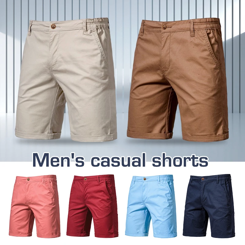 Top Trends: Men Shorts Summer Cotton Elastic Waist Casual Classic Fit Business Half Pants Stretch Khaki Chino Shorts Streetwear Beach Shorts Shoppable Styles