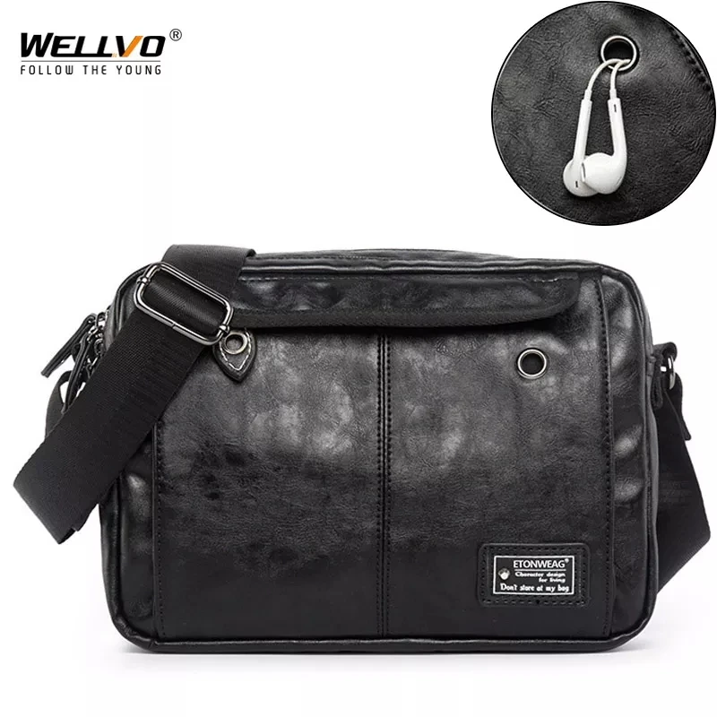 Top Trends: Men Leather Messenger Bag Male PU Leather Crossbody Travel Bag Leisure Shoulder Bags Crossbody Shoulder Bag Black Handbag XA1C Shoppable Styles