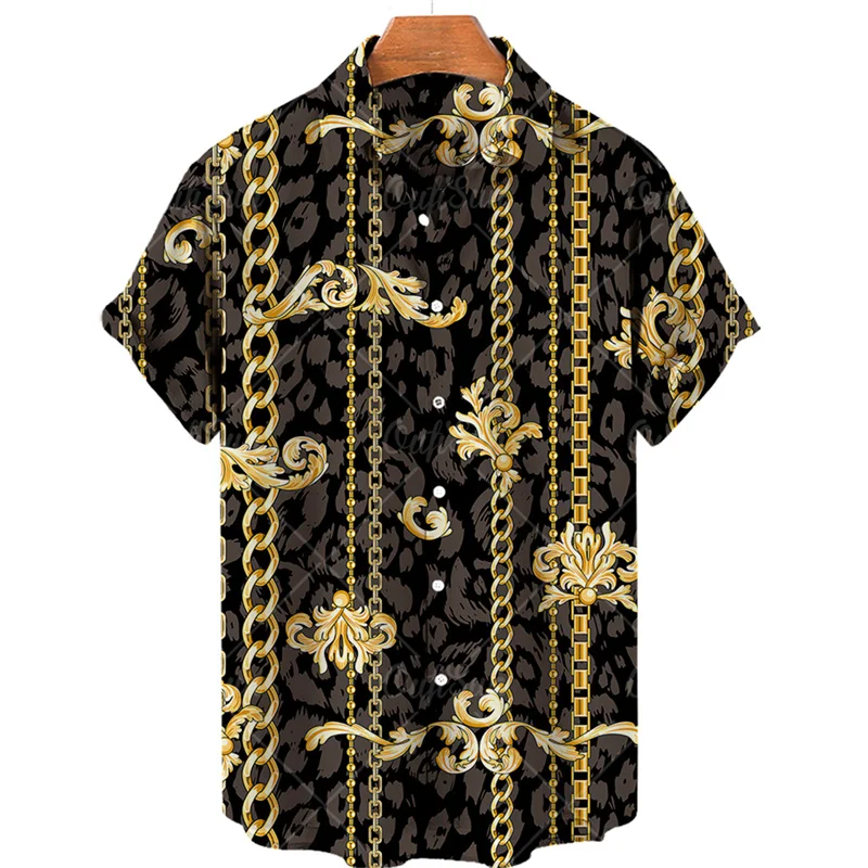 Top Trends: Men's Summer Hawaiian Shirts Printing 3d Luxurious Gold Chain Original Plain Casual Goth Fashion Clothing Oversized Vintage 5XL Shoppable Styles