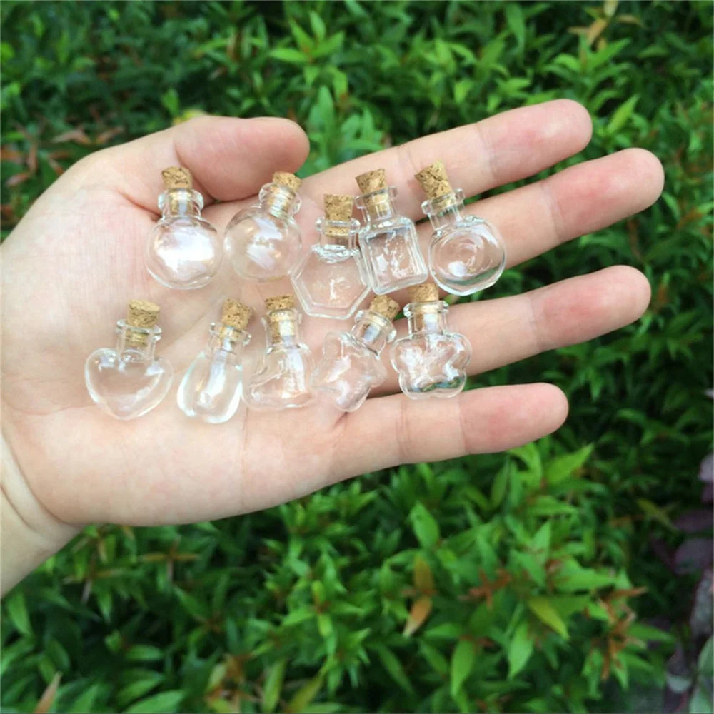 Top Trends: 10Pcs / 100Pcs / 1000Pcs Cork Miniature Glass Bottles Jewelry Pendants Vials Wedding Decoration Gifts Perfume Jars Shoppable Styles