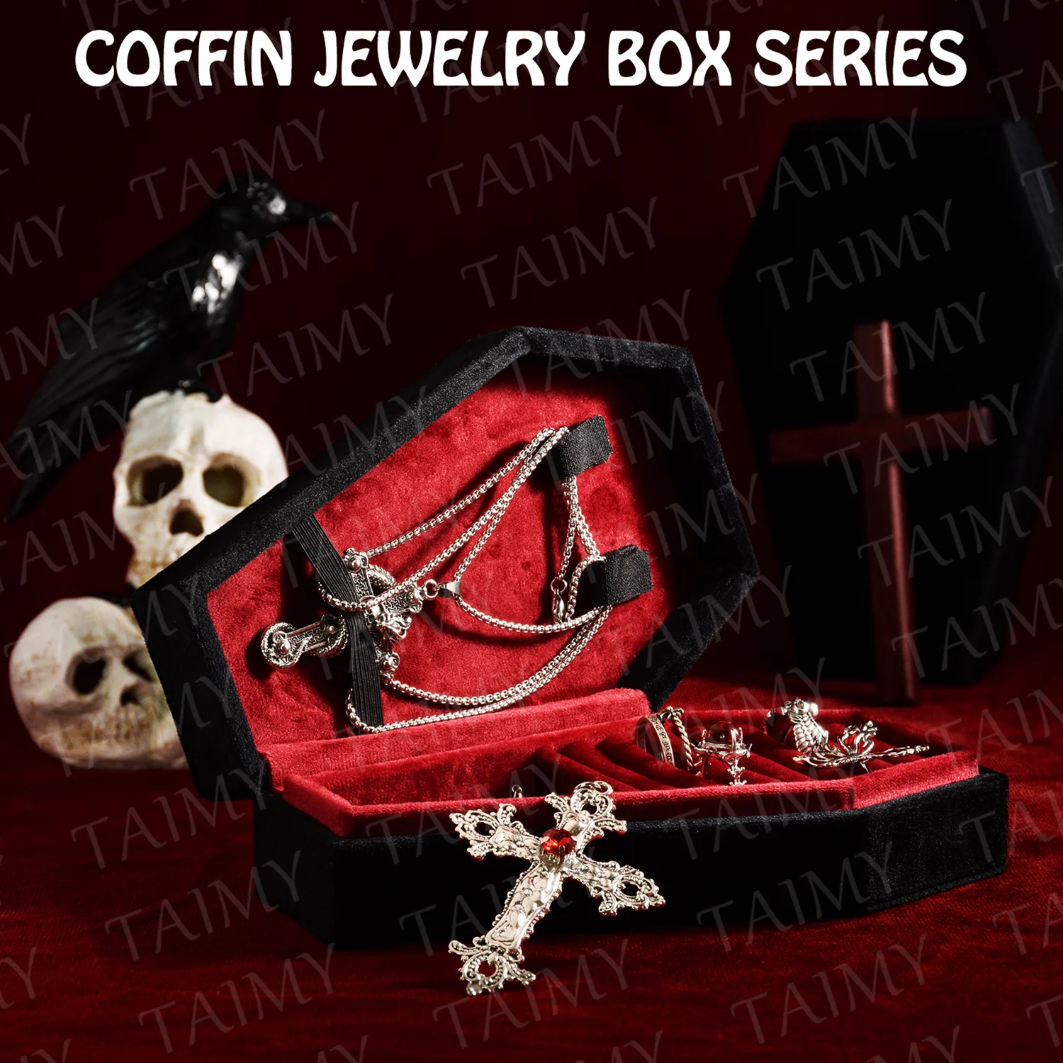 Top Trends: Gothic European Retro Coffin Ring Necklace Jewelry Box Portable Storage Box Personalized Gifts Desktop Decoration Custom Logo Shoppable Styles