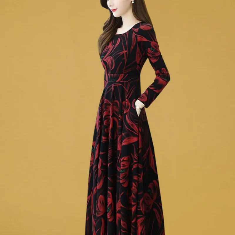 Top Trends: Luxury Vintage Women Long Dress Spring Autumn New Long Sleeve Floral Dresses Fashion Casual Female Elegant Slim Tunics Sundress Shoppable Styles