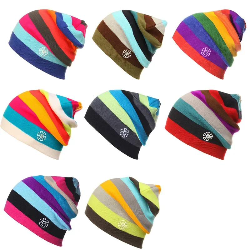 Top Trends: Helisopus Winter Rainbow Striped Warm Knitted Hat Without Brim Winter Ski Hat Fashion Color Men And Women Warm Elastic Hat Shoppable Styles - Image 6