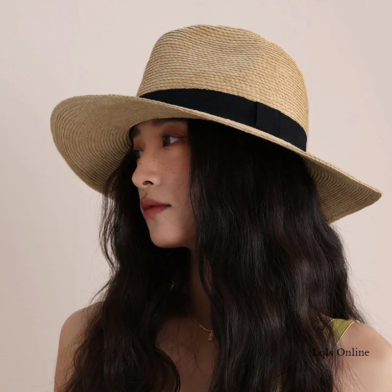 Top Trends: Beach Vacation Panama Jazz Hat Summer Sunscreen Handwoven Straw Sun Hat Men Elegant Women Hawaii Casual Sunshade Gangster Cap Shoppable Styles - Image 2