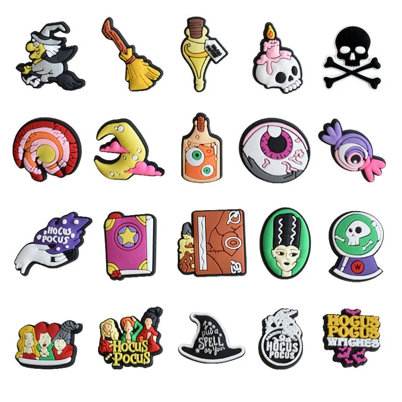 Top Trends: Hot Sale PVC 1pcs Halloween Witch Shoe Charms Pin Fit For Crocs Accessories DIY Clogs Decorate Kids Adult Party Gifts Shoppable Styles