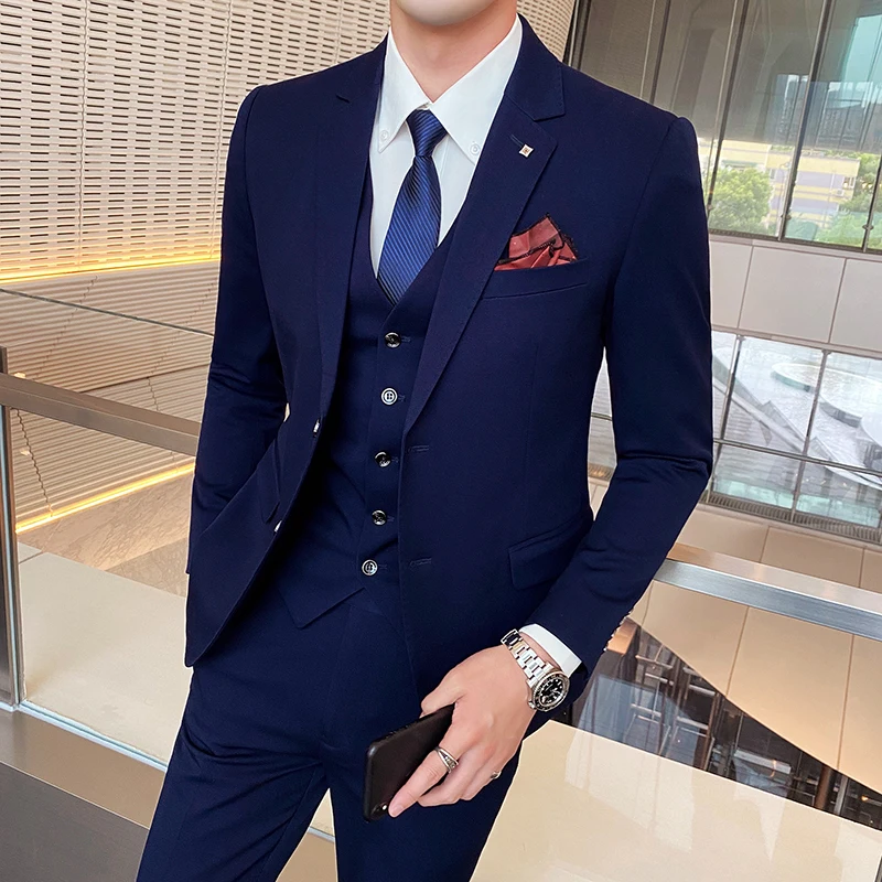 Top Trends: Formal Business Wedding 3 Pieces Suit Set 2023 Blazers Jacket Pants Vest Trousers Dress Waistcoat Men Suits Formal Party Dress Shoppable Styles - Image 2