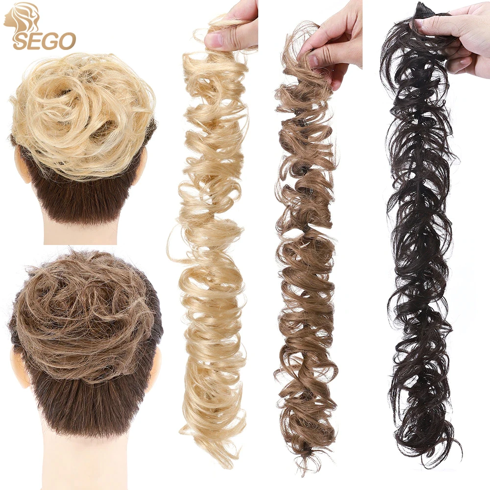 Top Trends: SEGO 32g Remy Real Human Hair Chignon Messy Bun Scrunchies Rubber Band Haarband Updo Chignon Donut Roller Ponytails Shoppable Styles