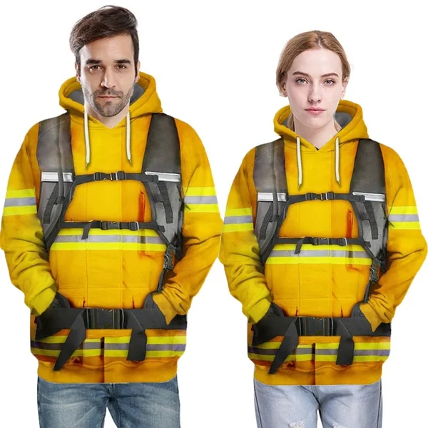 Top Trends: Funny Cool Men / Women Cosplay Graphic Sweatshirts Firefighter 3D Print Hoodies Shoppable Styles - Image 4