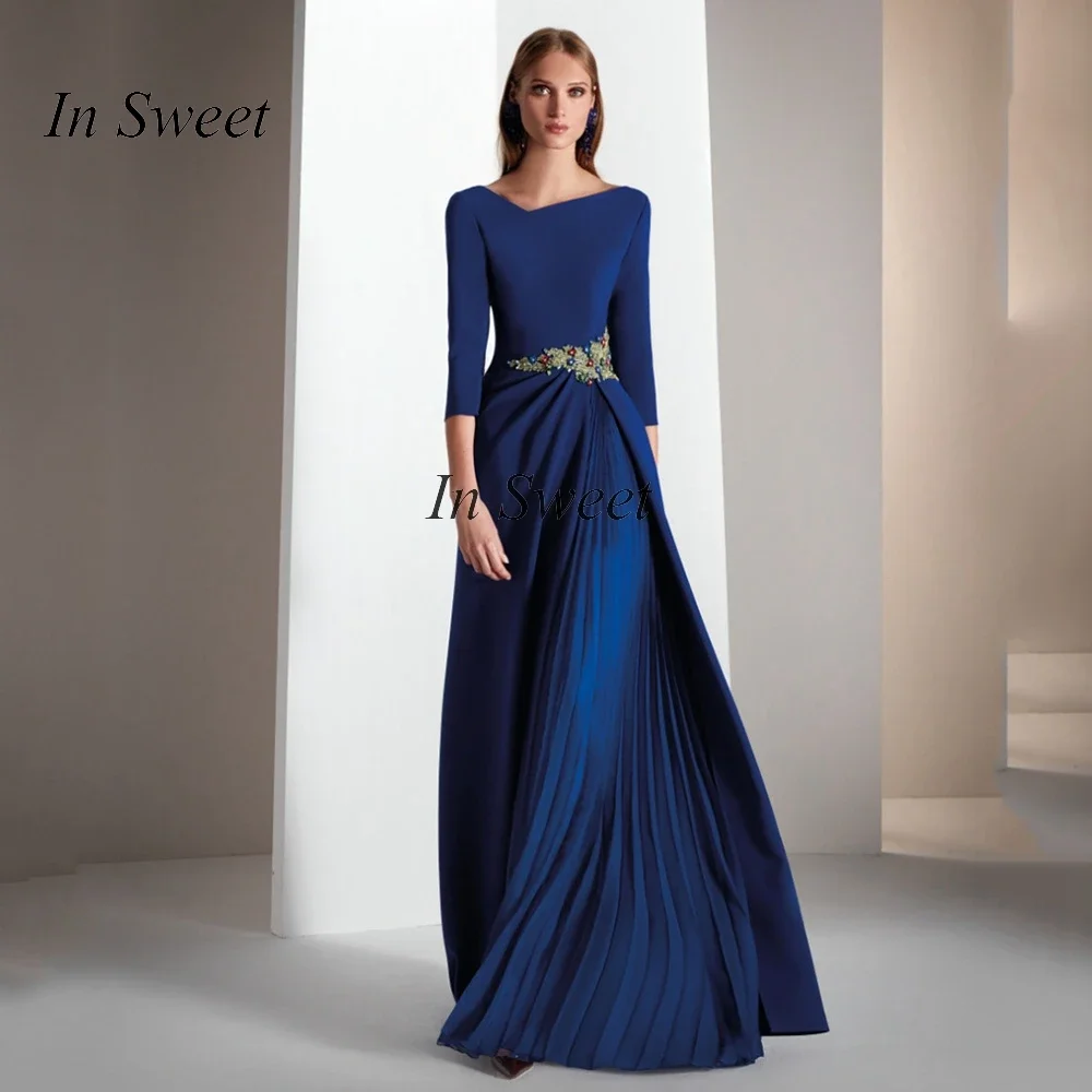 Top Trends: Classic Long Mother's Of The Bride Dress With Sleeves A-line Royal Blue Wedding Guest Gown For Madre Del Vestito Sposa Shoppable Styles