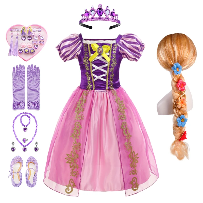 Top Trends: Christmas Princess Rapunzel Dress For Girls Toddler Girls Summer The Tangled Halloween Costume Child Rapunzel Wig Birthday Party Shoppable Styles