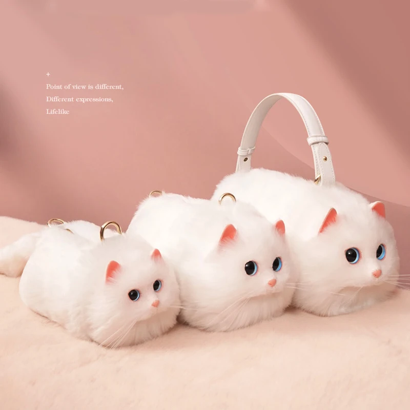 Top Trends: 2023 New Fashion Plush Bag Women Animal Mini White Cat Shoulder Bag Girls Cute Fur Mobile Phone Bag Ladies Female Purse Chain Shoppable Styles - Image 6