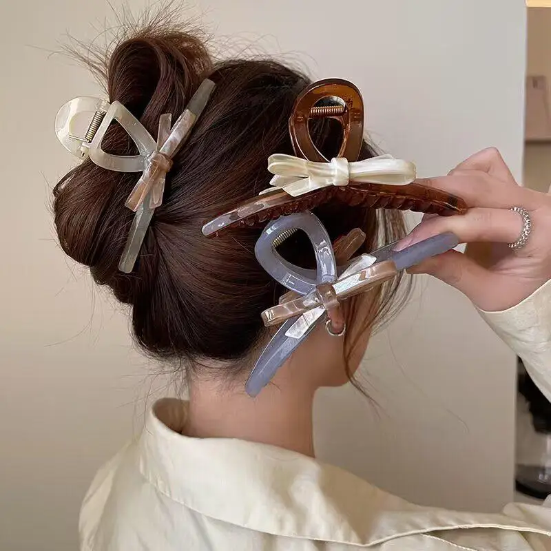 Top Trends: VANIKA Spring New Bow Hair Claw Elegant Large Ponytail Clip Female Simple Wash Your Face Hair Clips Heawear Hair Accessories Shoppable Styles