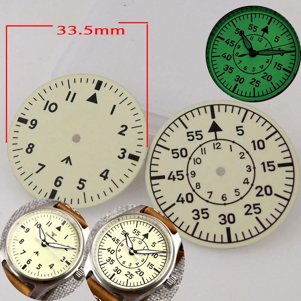 Top Trends: Diver Pilot Watch 29mm 33.5mm Vintage White Watch Dial Face For NH35 NH36 NH37 NH38 NH39 Automatic Movement Luminous Hand Shoppable Styles