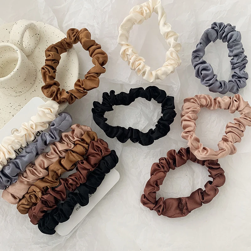 Top Trends: 3 / 4 / 6pcs Set Silky Hair Scrunchies Elastic Hair Bands For Women Hairbands Floral Cloth Rubber Bands Ponytail Hair Accessories Shoppable Styles