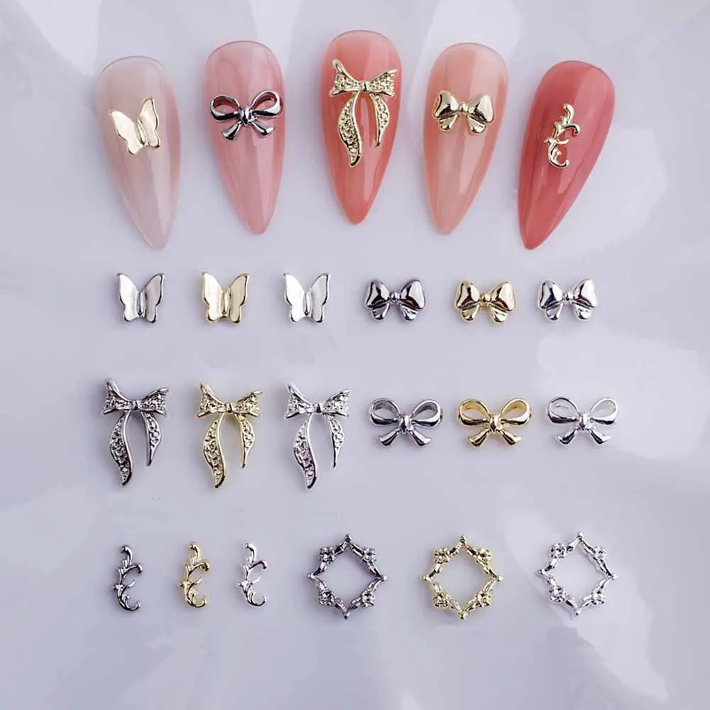 Top Trends: 20pcs Alloy Ribbon Bow Nail Decoration 3D Gold / Silver Beauty Alloy Bow Design Nail Jewelry DIY Fashion Manicure Accessories Shoppable Styles