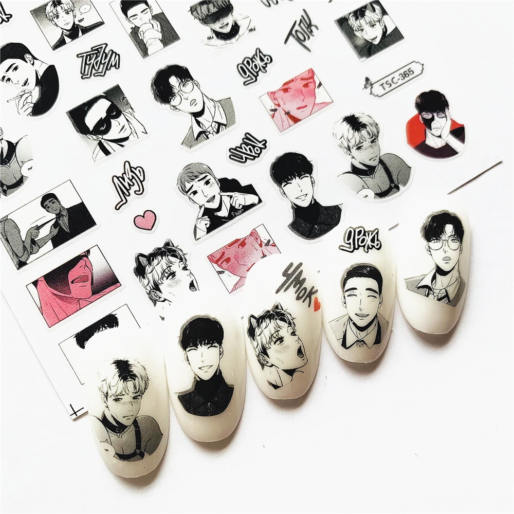 Top Trends: Newest TSC-365-366 Charismatic Guy Series 3d Nail Art Sticker Nail Decal Stamping Export Japan Designs Rhinestones Shoppable Styles