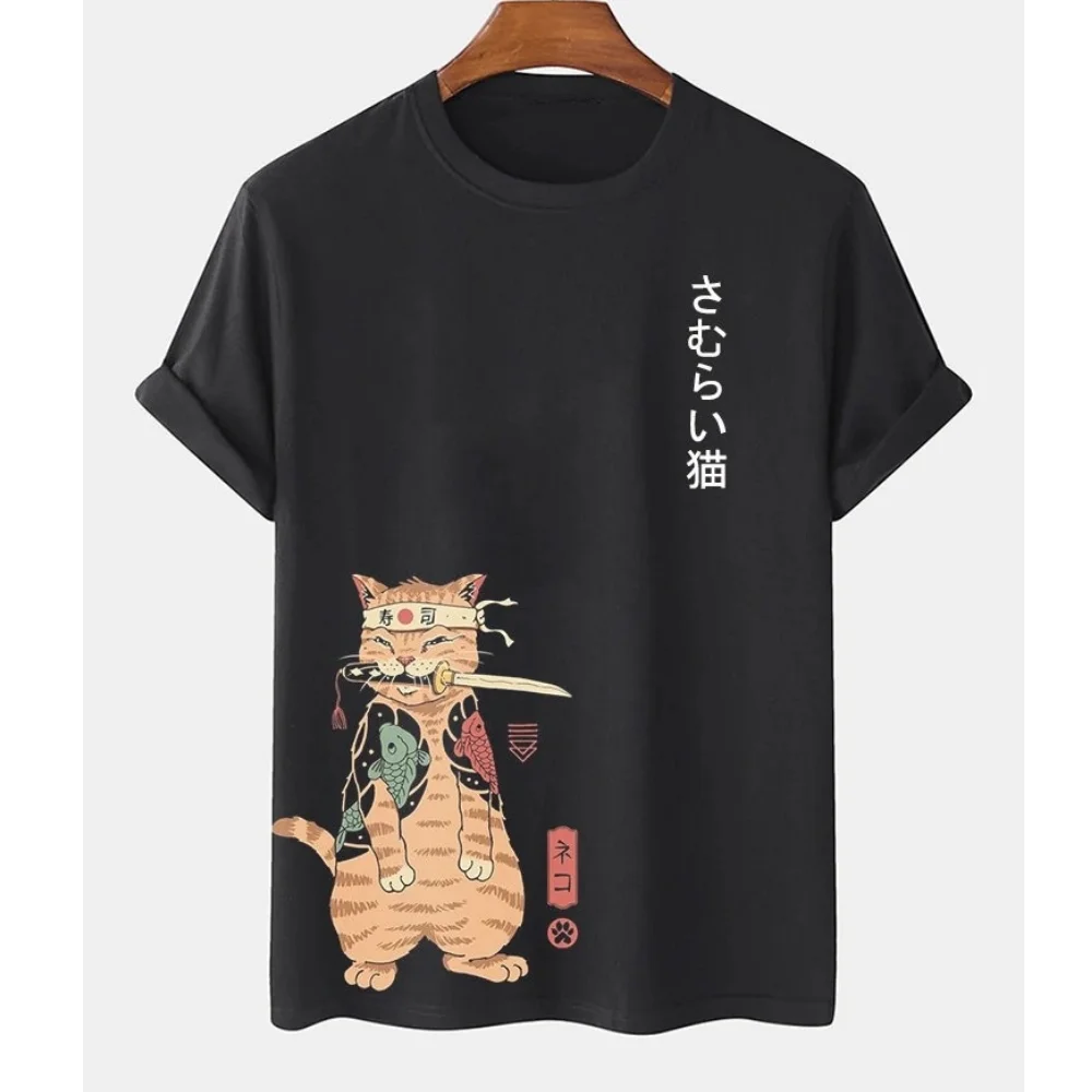 Top Trends: Animal Cat Print Men T-shirt Harajuku Cute Loose Short-sleeved Tops Fashion Simple T Shirts Oversized Men Women Unisex Clothing Shoppable Styles