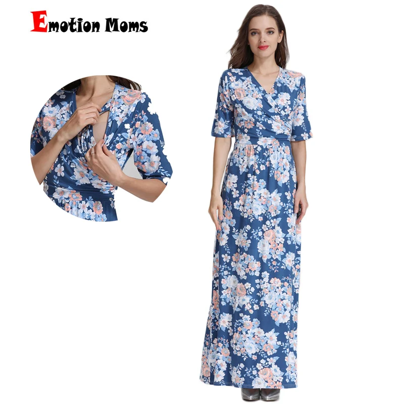 Top Trends: Emotion Moms Maternity Clothing Lactation Dress Party Floral Dress Pregnancy Long Breastfeeding Dresses For Pregnant Women Shoppable Styles