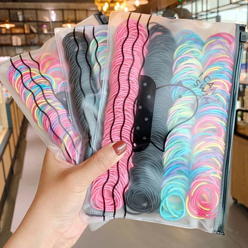 Top Trends: 200 / 500pcs / Bag Girls Cute Colorful Basic Elastic Hair Bands Ponytail Holder Children Scrunchie Rubber Band Kids Hair Accessories Shoppable Styles