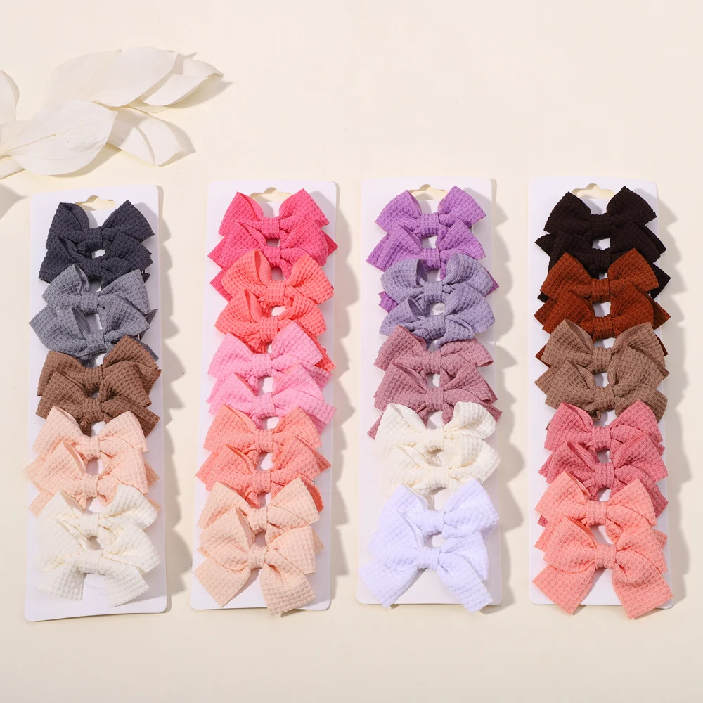 Top Trends: 10Pcs Soft Cotton Bow Hairclips For Girl Sweet Plaid Design Hairpin Baby 2.5inch Mini Hairgripe Barrettes Kids Hair Accessories Shoppable Styles