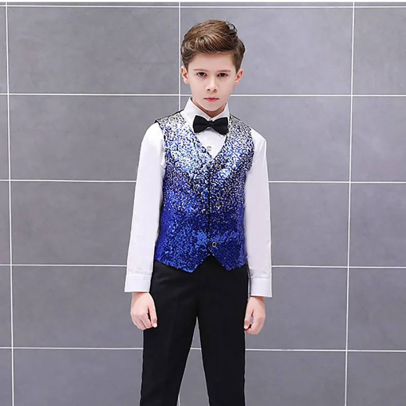 Top Trends: New Arrival Boy's Vest Changing Color Fashion Shiny Sequin Suit Vest For Wedding Party For Boy Shoppable Styles