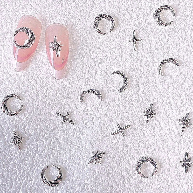 Top Trends: 30PCS Retro 3D Alloy Moon Star Nail Art Charms Starlight Asterism Accessories Parts For Nails Decoration Designs Supplies Tool Shoppable Styles